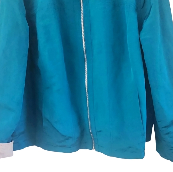 Lafayette 148 Linen Blend Reversible Jacket Full Zip Cream Turquois Womens 22 - Picture 8 of 12